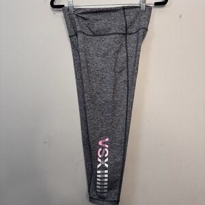 Victoria Sport Womens Leggings Capri Gray Size Medium Hot Pink VSX Logo